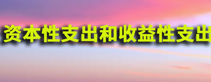 资本性支出和收益性支出区别是什么